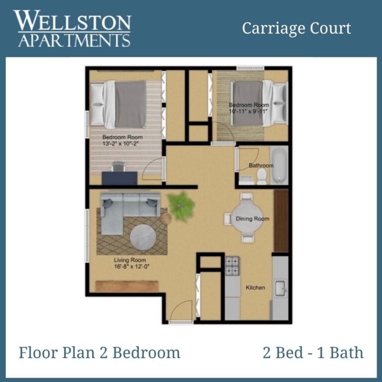 Floor Plan 2 Bedroom - Carriage Court Apartments