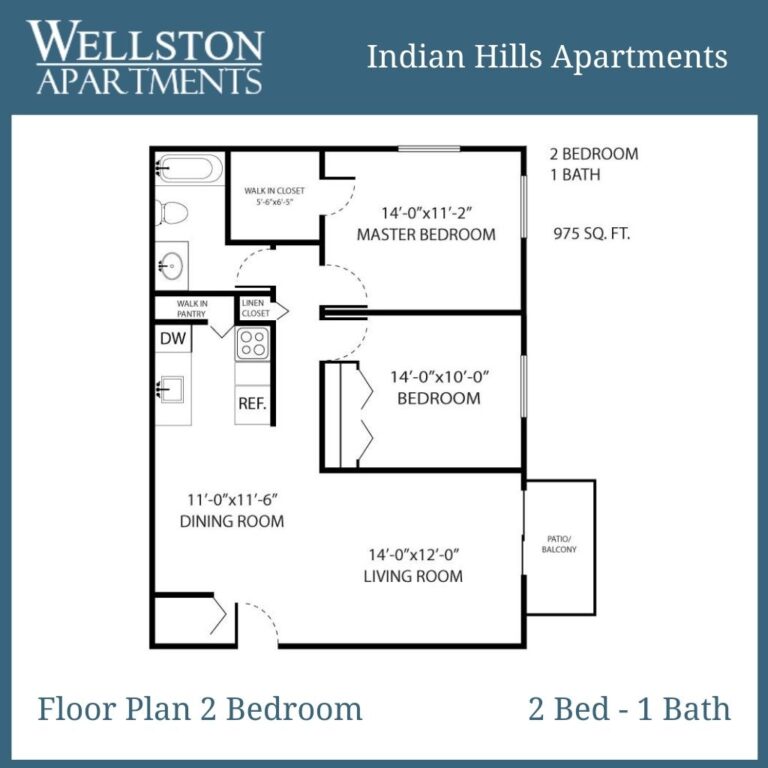 Indian Hills Floor Plan 2 Bed 1