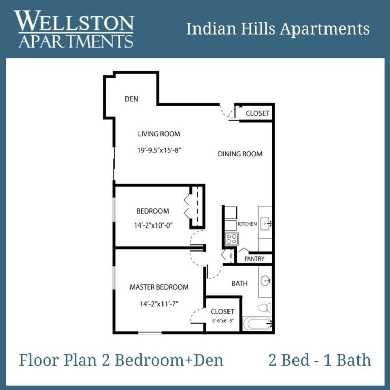 Indian Hills Floor Plan 2 bed and den 1