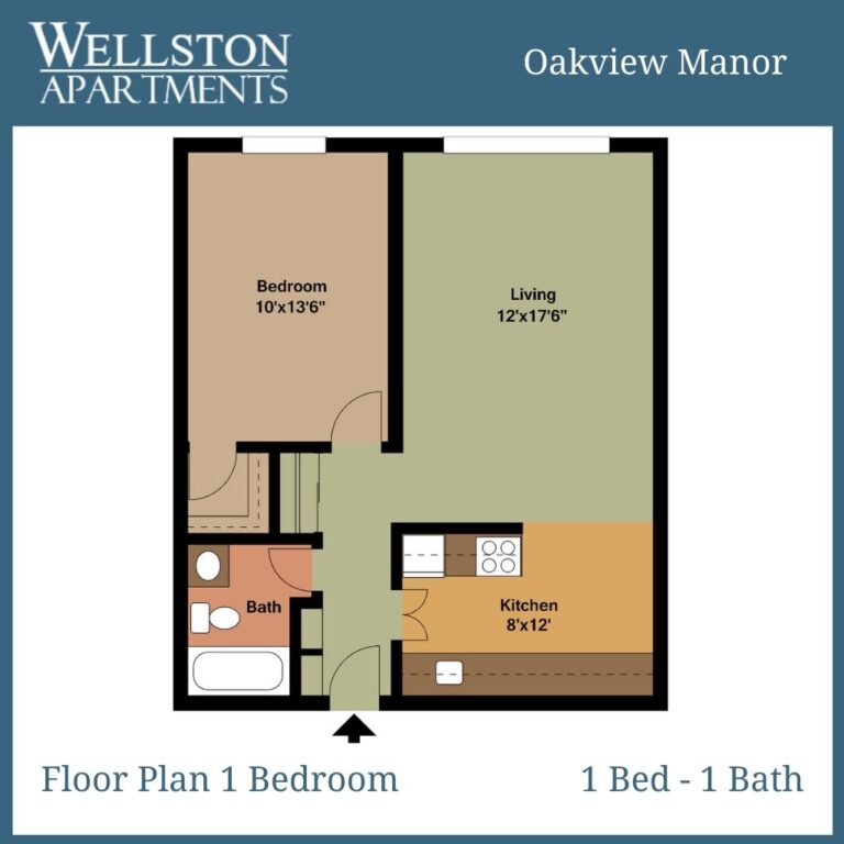 Oakveiw Floor Plan 1 Bed