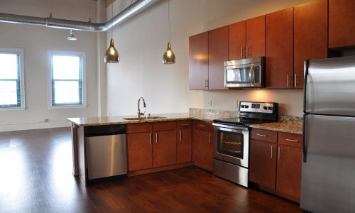 Red Wood Kitchen Cabinets Street Lofts