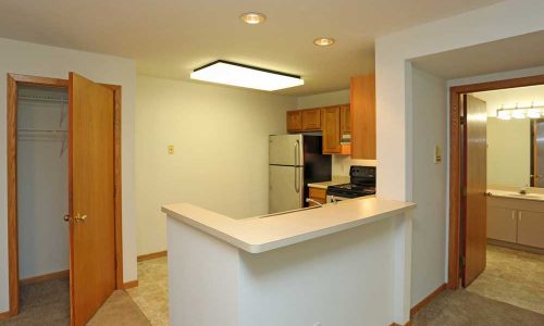 Looking Over Kitchen and Entrance to Bathroom